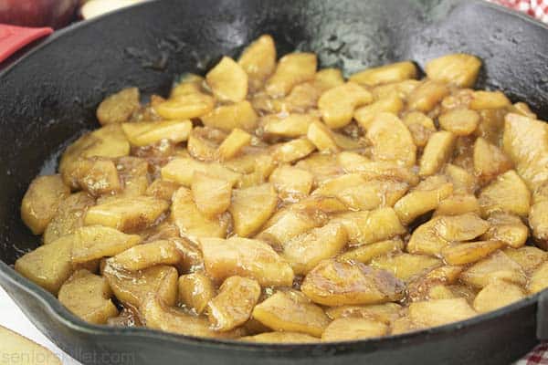 Finish cooked apples in a cast iron skillet
