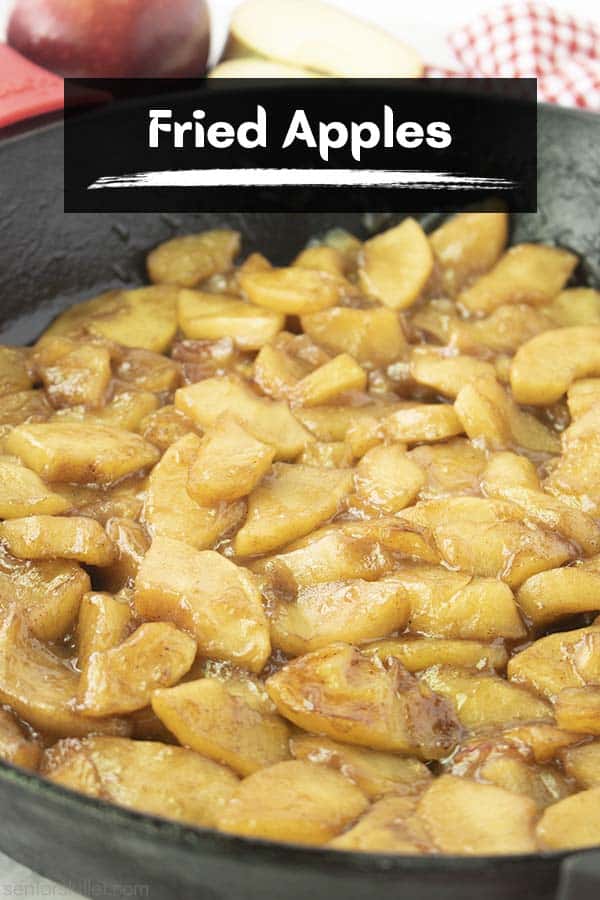Text on image Fried Apples in a pan