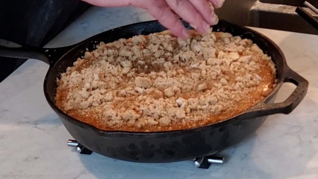 Streusel topping added to pie