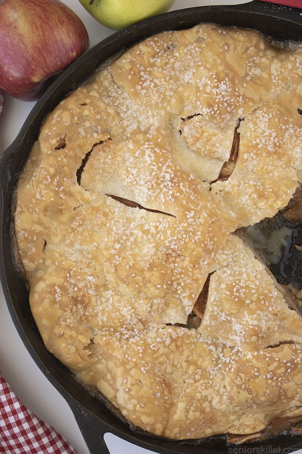Skillet Apple Pie in cast iron