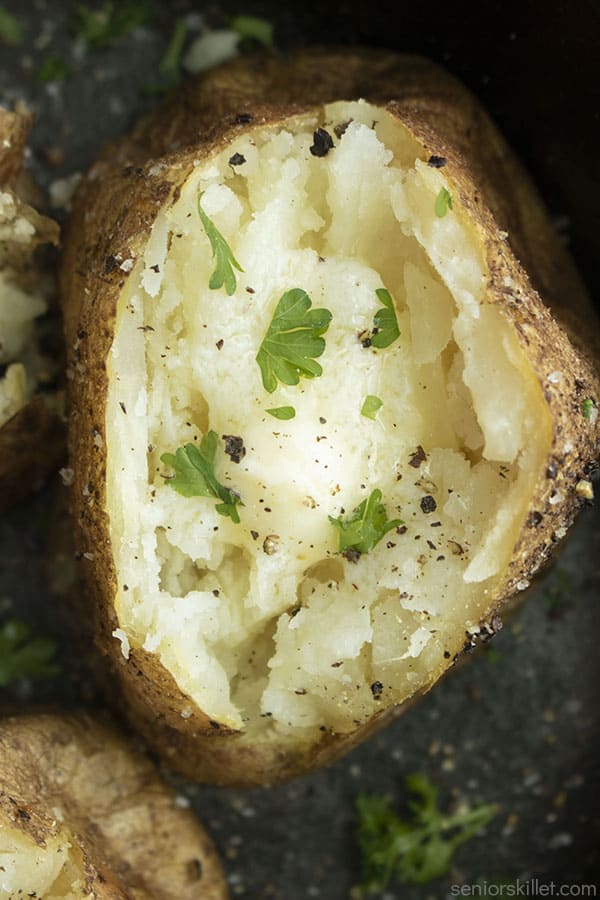 Closeup of baked potato 