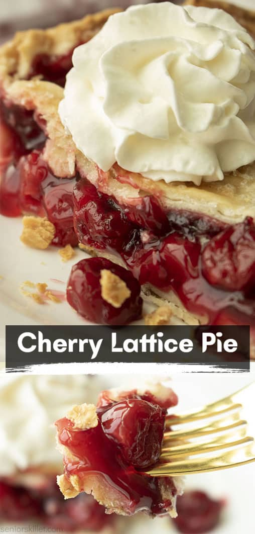 Long pin collage with text Cherry Lattice Pie