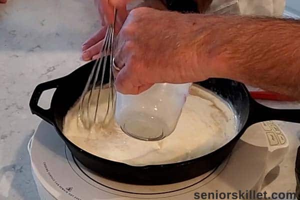 Adding milk to sauce