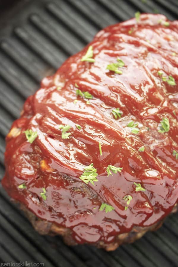 Glazed Old Fashioned Meatloaf in a skillet!