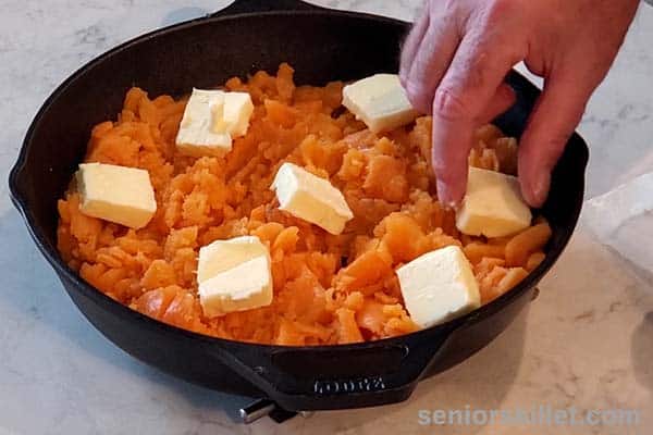 butter added to mashed sweet potatoes