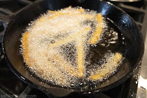 French Fries frying in lard