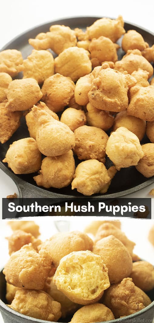 Long Pin collage with banner text Southern Hush Puppies
