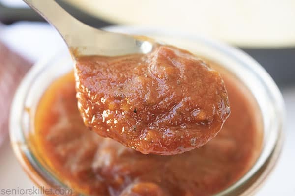 Easy Pizza Sauce on a spoon