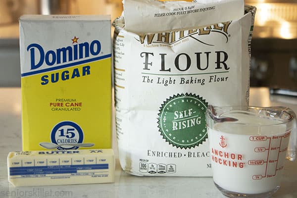Ingredients to make homemade biscuits