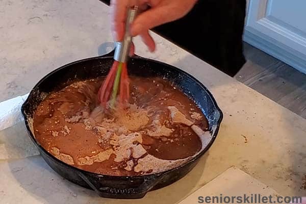 Whisking wet ingredients with dry