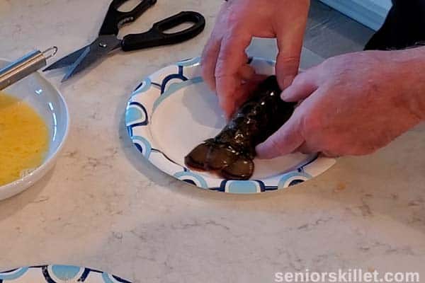 Cutting lobster tail