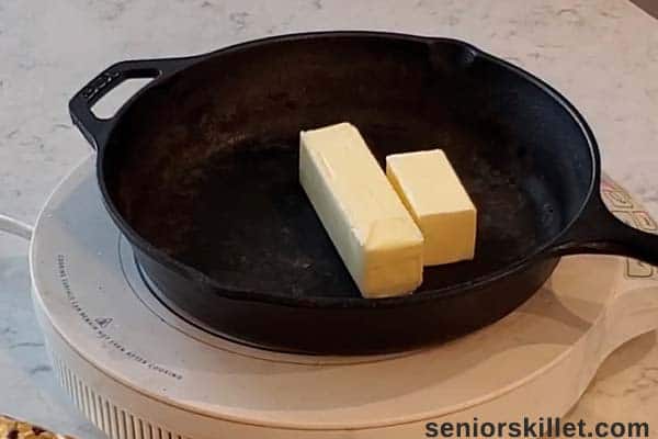 Butter added to skillet