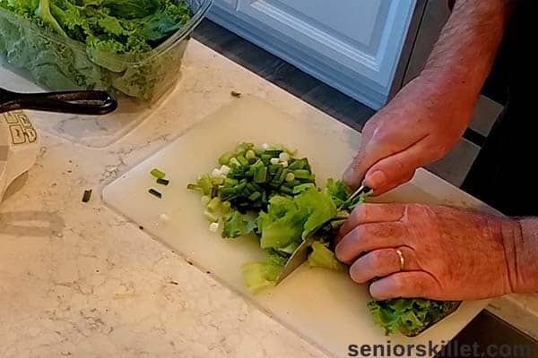 Chopping lettuce