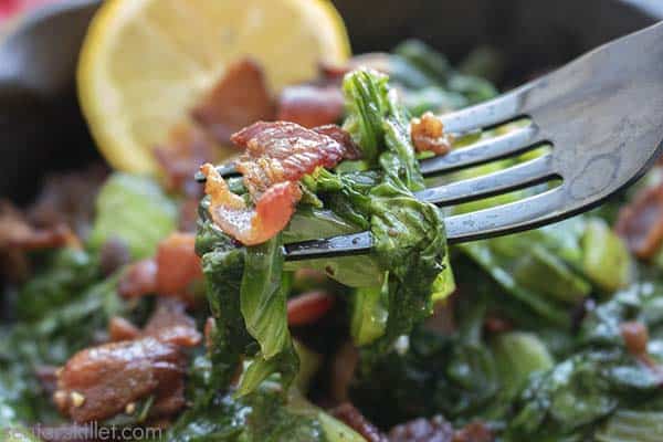 Kilt lettuce on a fork